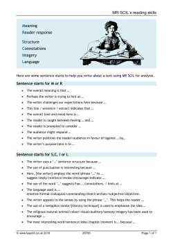 MR SCIL`s reading skills Meaning Reader response Structure