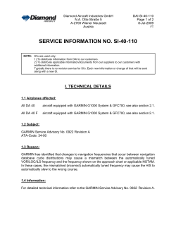 SI-40-110 GARMIN Service Advisory No 0922