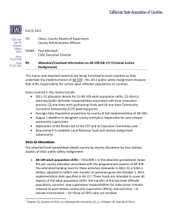 July 8, 2011 TO: Chairs, County Boards of Supervisors County