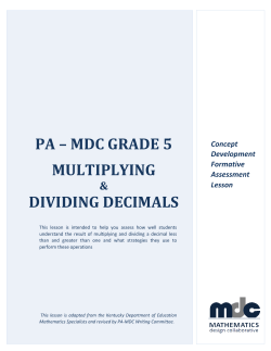 PA-MDC Grade 5 Multiplying and dividing decimals