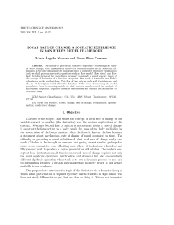 LOCAL RATE OF CHANGE: A SOCRATIC EXPERIENCE IN VAN