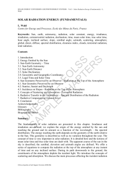 Solar Radiation Energy (Fundamentals)
