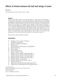 Effects of friction between the ball and strings in tennis
