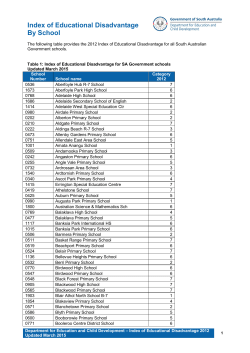 Index of Educational Disadvantage for SA government schools