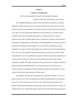Kaur 1 Chapter I A Fiction of Autobiography All art is