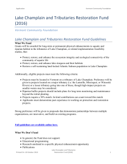 Lake Champlain and Tributaries Restoration Fund (2016)