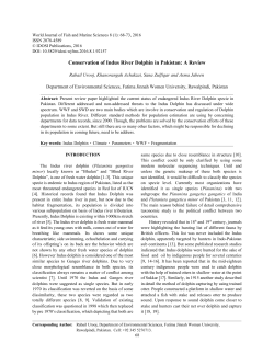 Conservation of Indus River Dolphin in Pakistan: A Review