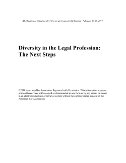 Diversity in the Legal Profession: The Next Steps