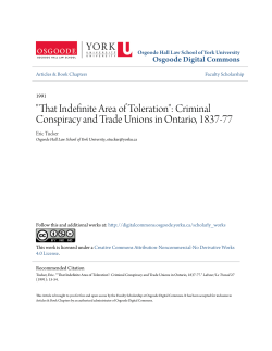 "That Indefinite Area of Toleration": Criminal Conspiracy and Trade