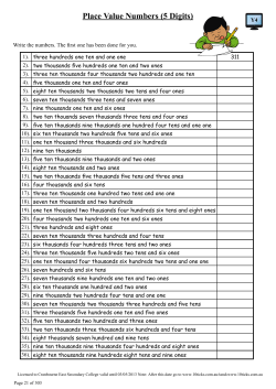 Place Value Numbers (5 Digits) L4