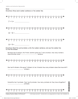 Name: Directions: Show each number sentence on the number line