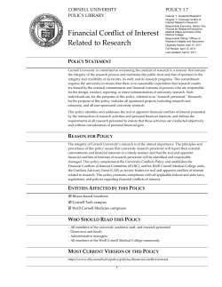University Policy 1.7, Financial Conflict of Interest