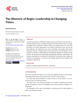 The Rhetoric of Begin: Leadership in Changing Times