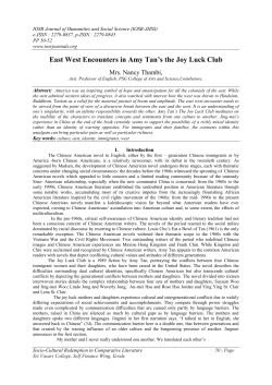 East West Encounters in Amy Tan`s The Joy Luck Club