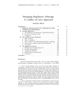 Managing Regulatory Arbitrage: A Conflict of Laws Approach