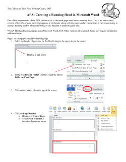 APA: Creating a Running Head in Microsoft Word