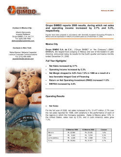 Grupo BIMBO reports 2000 results, during which net