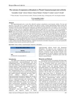 The outcome of suspension arthroplasty in Thumb Carpometacarpal