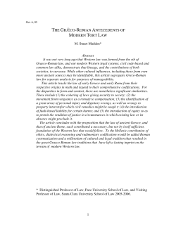 The Graeco-Roman Antecedents of Modern Tort Law