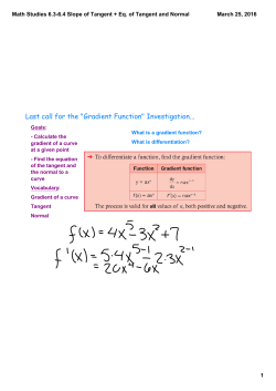 Math Studies 6.3-6.4 Slope of Tangent + Eq. of Tangent and Normal