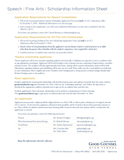 Speech I Fine Arts I Scholarship Information Sheet