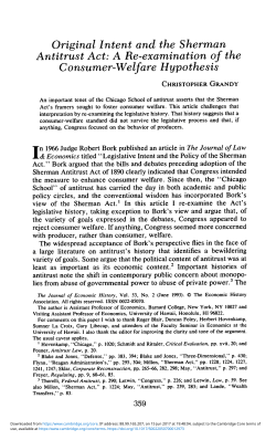 Original Intent and the Sherman Antitrust Act: A Re