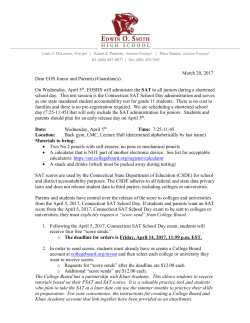 On Wednesday, April 5th, EOSHS will administer the SAT to all juniors
