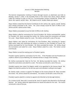 January 4, 2016, Reorganization Meeting Minutes