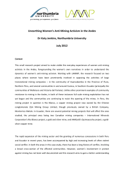 Unearthing Women`s Anti-Mining Activism in the Andes Dr Katy