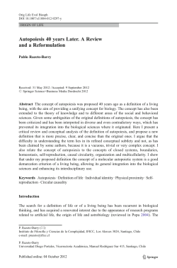 Autopoiesis 40 years Later. A Review and a Reformulation