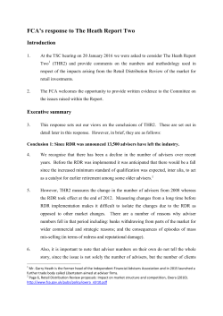 FCA`s response to The Heath Report Two