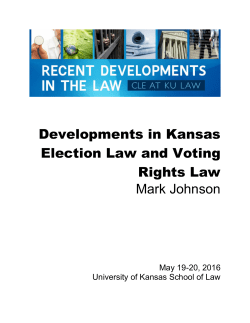 Developments in Kansas Election Law and Voting Rights Law Mark