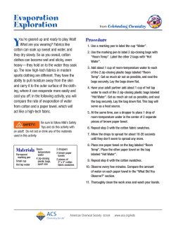 Evaporation Exploration - American Chemical Society