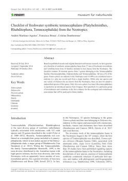 ﻿﻿Checklist of freshwater symbiotic temnocephalans (Platyhelminthes