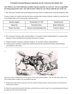 Potential Extended Response Questions for the American