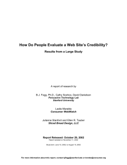 How Do People Evaluate a Web Site`s Credibility