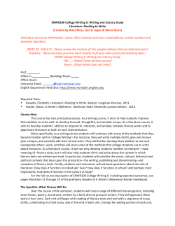 ENWR106 College Writing II: Writing and Literary Study Literature