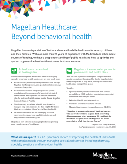 Magellan Healthcare: Beyond behavioral health