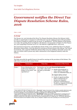 Government notifies the Direct Tax Dispute Resolution