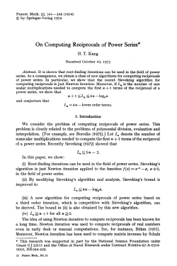 On computing reciprocals of power series
