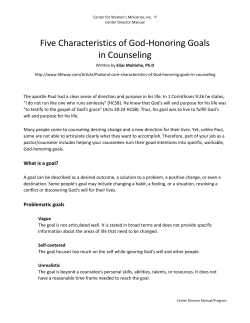 Five Characteristics of God-Honoring Goals in Counseling