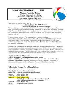 Information for Wesley Memorial School`s Summer Day Program 2017
