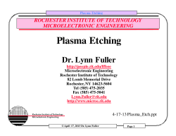 Plasma Etching - People - RIT - People
