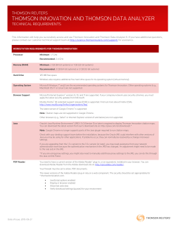 Thomson Innovation and Thomson Data Analyzer Technical