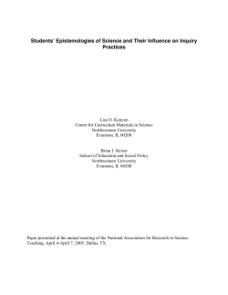 Students` Epistemologies of Science and Their Influence on Inquiry