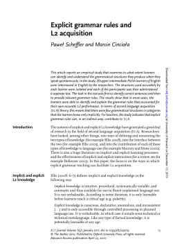 Explicit grammar rules and L2 acquisition