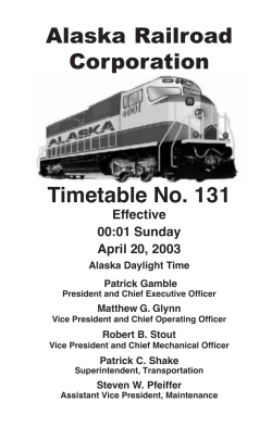 Timetable 131 - John`s Alaska Railroad Page