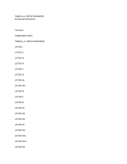 PAMELA or VIRTUE REWARDED By Samuel Richardson Contents