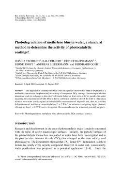 Photodegradation of methylene blue in water, a standard method to