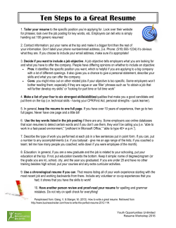 Resume Package - Youth Opportunities Unlimited